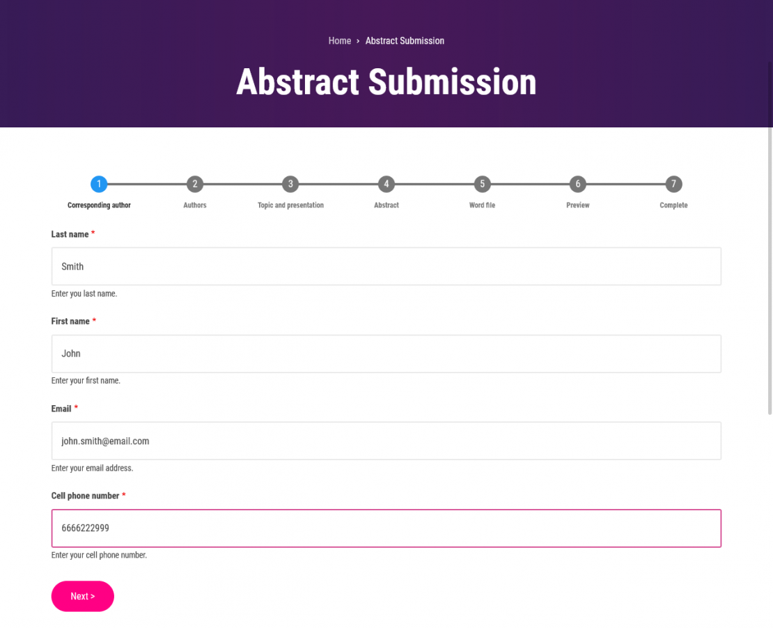 Abstract Submission - Step 1