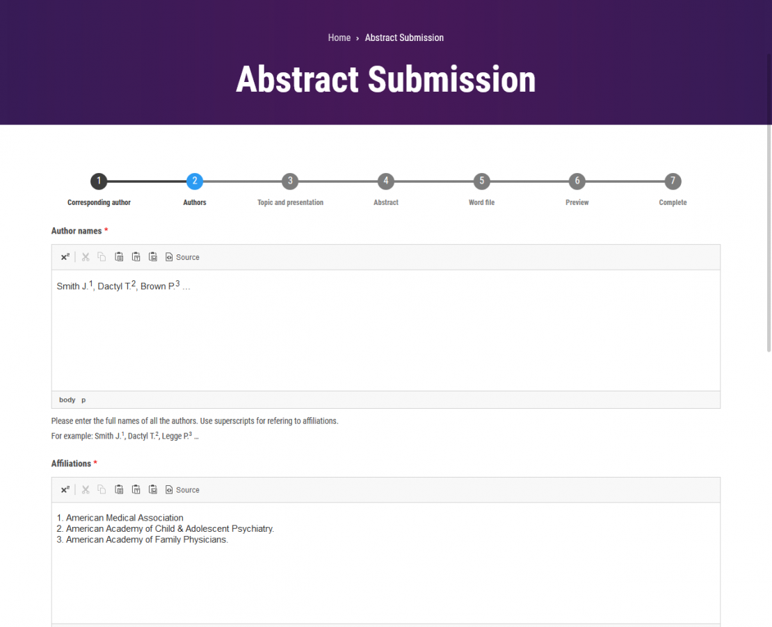 Abstract Submission - Step 2